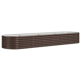Garden Raised Bed Galvanised Steel 296x80x36 cm Brown - Front View
