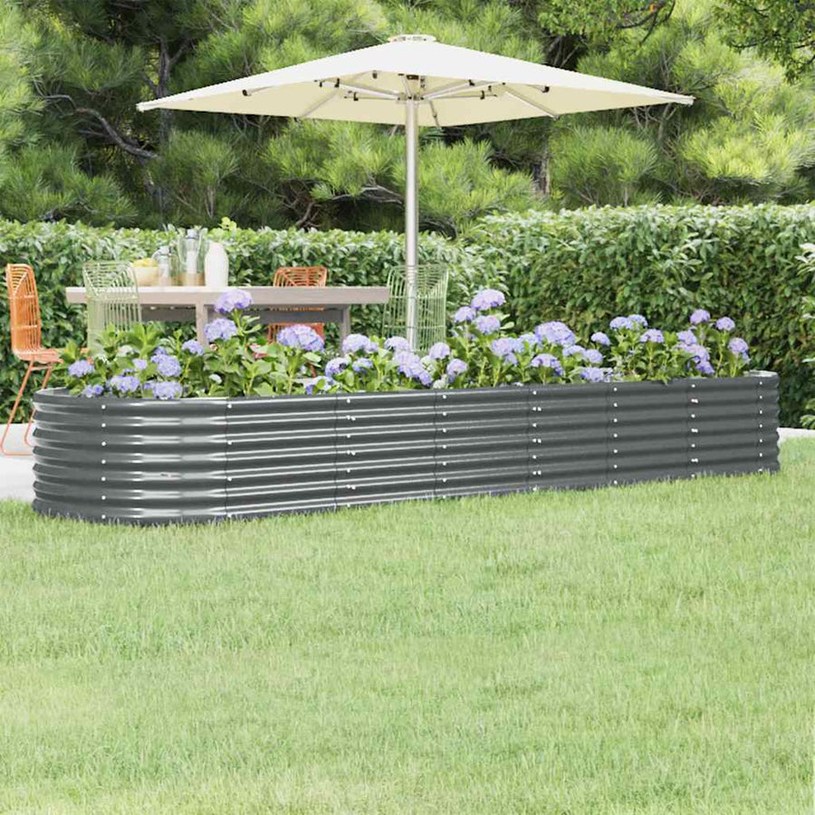 Garden Raised Bed Galvanised Steel 296x80x36 cm Anthracite