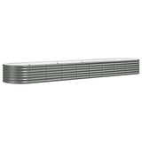 Garden Raised Bed Galvanised Steel 368x80x36 cm Grey - Front View