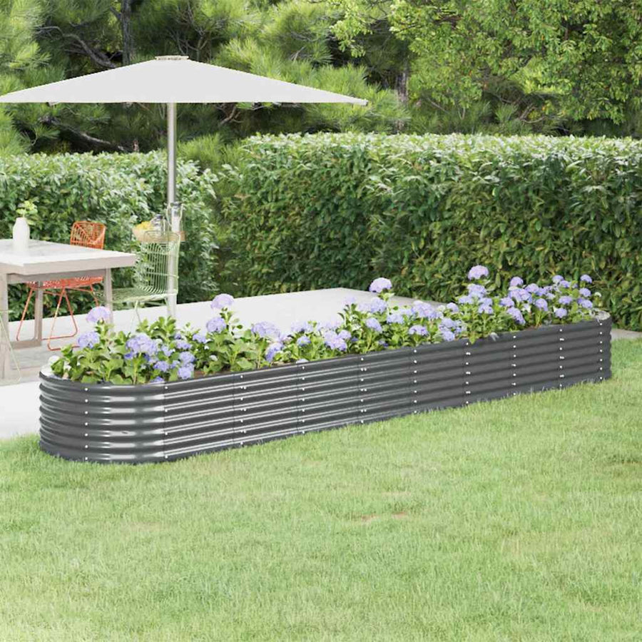 Garden Raised Bed Galvanised Steel 368x80x36 cm Anthracite