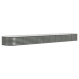 Garden Raised Bed Galvanised Steel 440x80x36 cm Grey - Front View