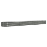 Garden Raised Bed Galvanised Steel 512x80x36 cm Grey - Front View