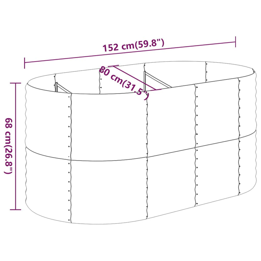 Garden Raised Bed Galvanised Steel 152x80x68 cm Silver