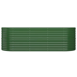 Garden Raised Bed Galvanised Steel 224x80x68 cm Green - Side View