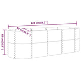 Garden Raised Bed Galvanised Steel 224x80x68 cm Green - Rear View