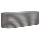 Garden Raised Bed Galvanised Steel 224x80x68 cm Grey - Front View