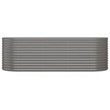 Garden Raised Bed Galvanised Steel 224x80x68 cm Grey - Side View