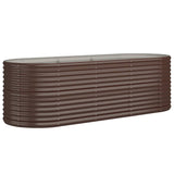 Garden Raised Bed Galvanised Steel 224x80x68 cm Brown - Front View