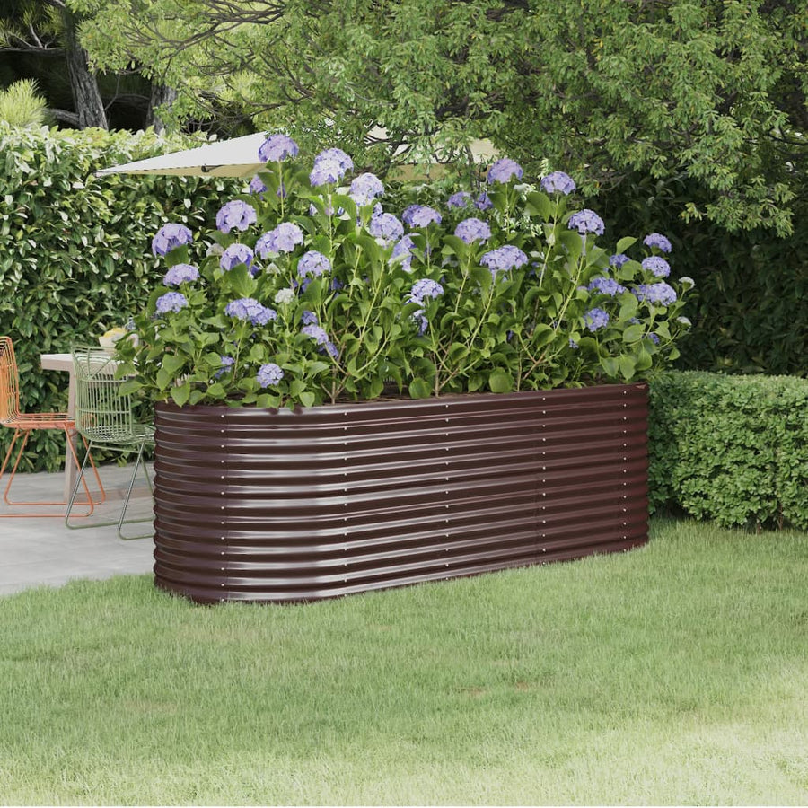 Garden Raised Bed Galvanised Steel 224x80x68 cm Brown
