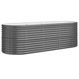 Garden Raised Bed Galvanised Steel 224x80x68 cm Anthracite - Front View