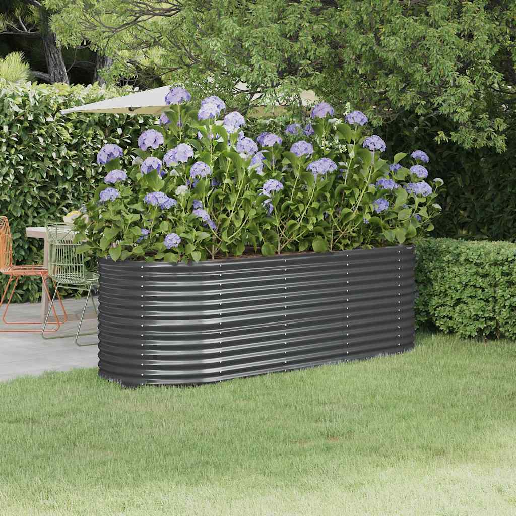 Garden Raised Bed Galvanised Steel 224x80x68 cm Anthracite