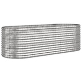 Garden Raised Bed Galvanised Steel 224x80x68 cm Silver - Front View