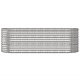 Garden Raised Bed Galvanised Steel 224x80x68 cm Silver - Side View