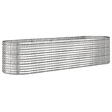 Garden Raised Bed Galvanised Steel 296x80x68 cm Silver - Front View