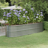 Garden Raised Bed Galvanised Steel 296x80x68 cm Silver