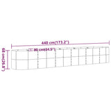 Garden Raised Bed Galvanised Steel 440x80x68 cm Grey