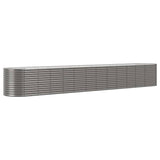 Garden Raised Bed Powder-Coated Steel 512x80x68 cm Grey - Front View