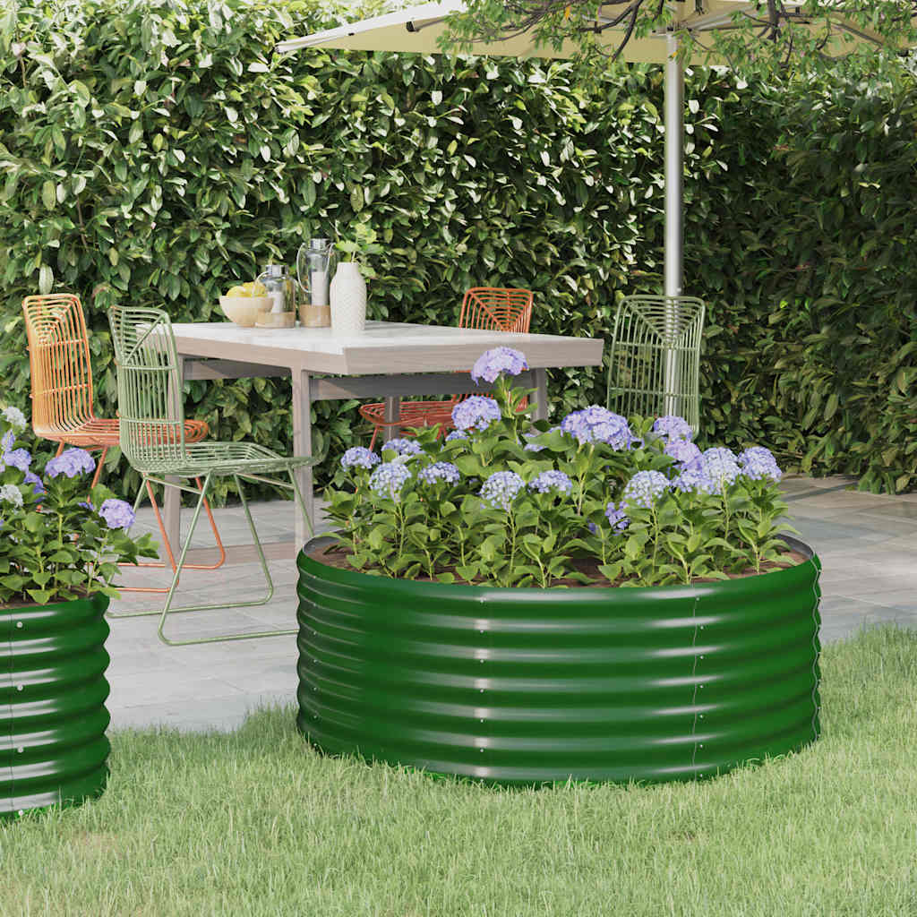 Garden Raised Bed Galvanised Steel 100x100x36 cm Green