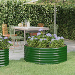Garden Raised Bed Galvanised Steel 100x100x36 cm Green