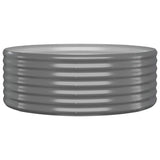 Garden Raised Bed Galvanised Steel 100x100x36 cm Grey - Front View