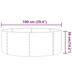Garden Raised Bed Galvanised Steel 100x100x36 cm Grey