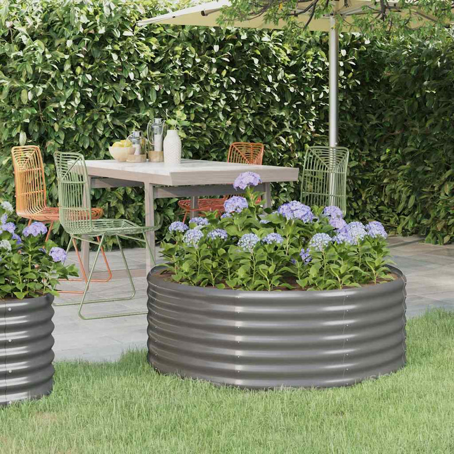 Garden Raised Bed Galvanised Steel 100x100x36 cm Grey