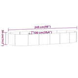 Garden Raised Bed Galvanised Steel 249x100x36 cm Anthracite - Rear View