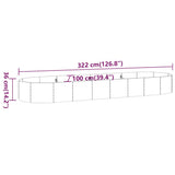 Garden Raised Bed Galvanised Steel 322x100x36 cm Grey