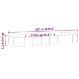 Garden Raised Bed Galvanised Steel 322x100x36 cm Anthracite - Rear View