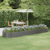 Garden Raised Bed Galvanised Steel 396x100x36 cm Grey