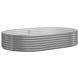 Garden Raised Bed Galvanised Steel 214x140x36 cm Grey - Front View