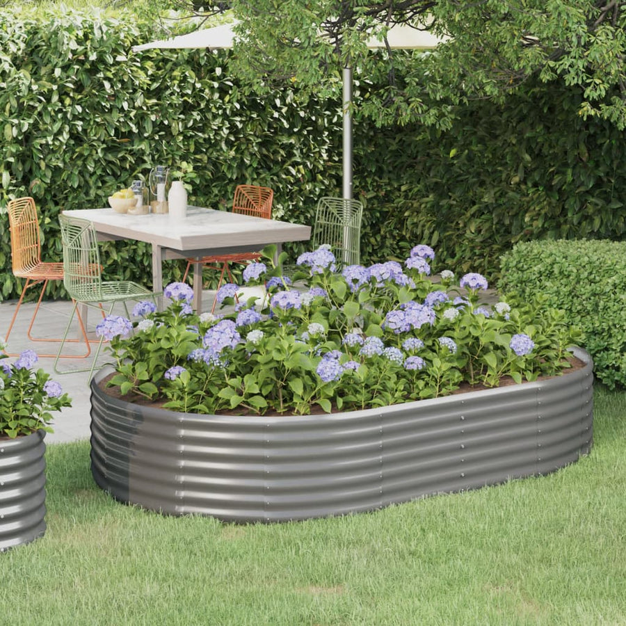 Garden Raised Bed Galvanised Steel 214x140x36 cm Grey