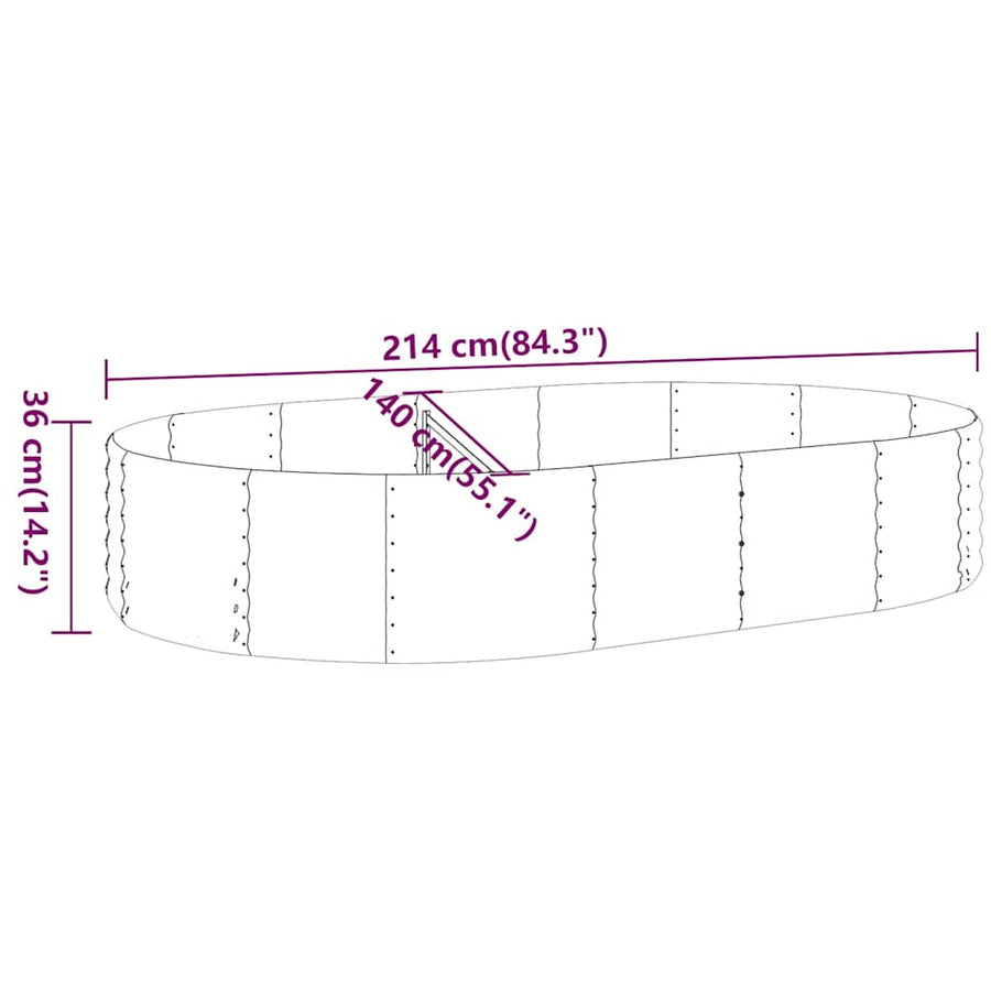 Garden Raised Bed Galvanised Steel 214x140x36 cm Anthracite