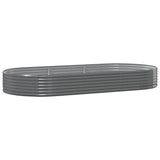 Garden Raised Bed Galvanised Steel 296x140x36 cm Grey - Front View