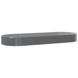 Garden Raised Bed Galvanised Steel 373x140x36 cm Grey - Front View