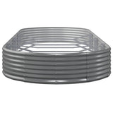 Garden Raised Bed Galvanised Steel 373x140x36 cm Grey - Top-Down View