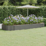 Garden Raised Bed Galvanised Steel 373x140x36 cm Grey