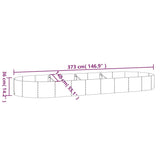 Garden Raised Bed Galvanised Steel 373x140x36 cm Anthracite - Rear View