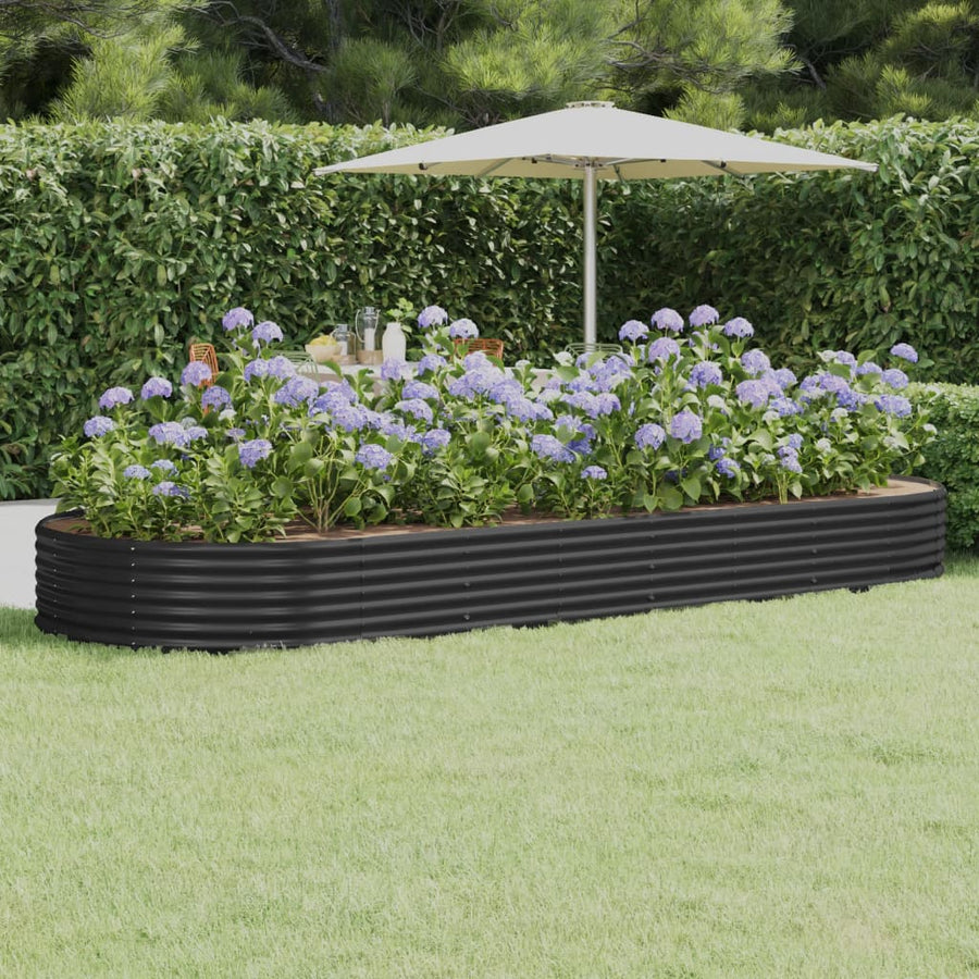 Garden Raised Bed Galvanised Steel 373x140x36 cm Anthracite