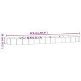 Garden Raised Bed Galvanised Steel 523x140x36 cm Grey