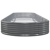 Garden Raised Bed Galvanised Steel 600x140x36 cm Grey - Top-Down View