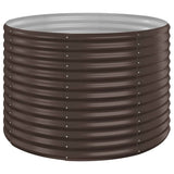 Garden Raised Bed Galvanised Steel 100x100x68 cm Brown - Front View