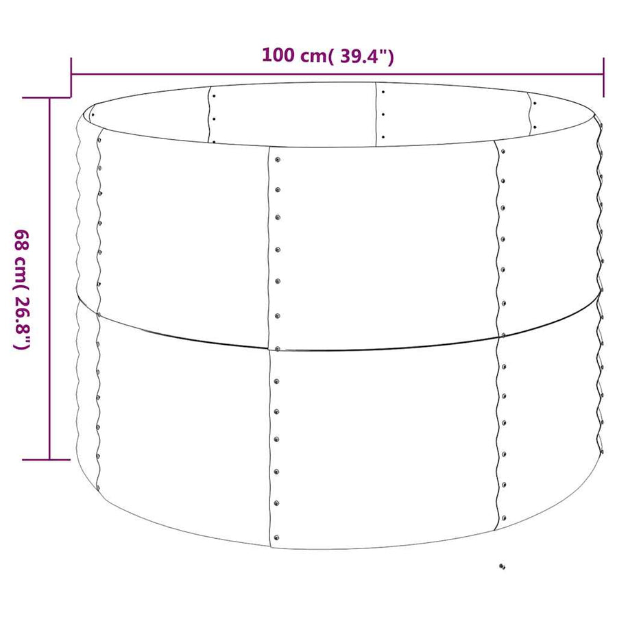 Garden Raised Bed Galvanised Steel 100x100x68 cm Anthracite
