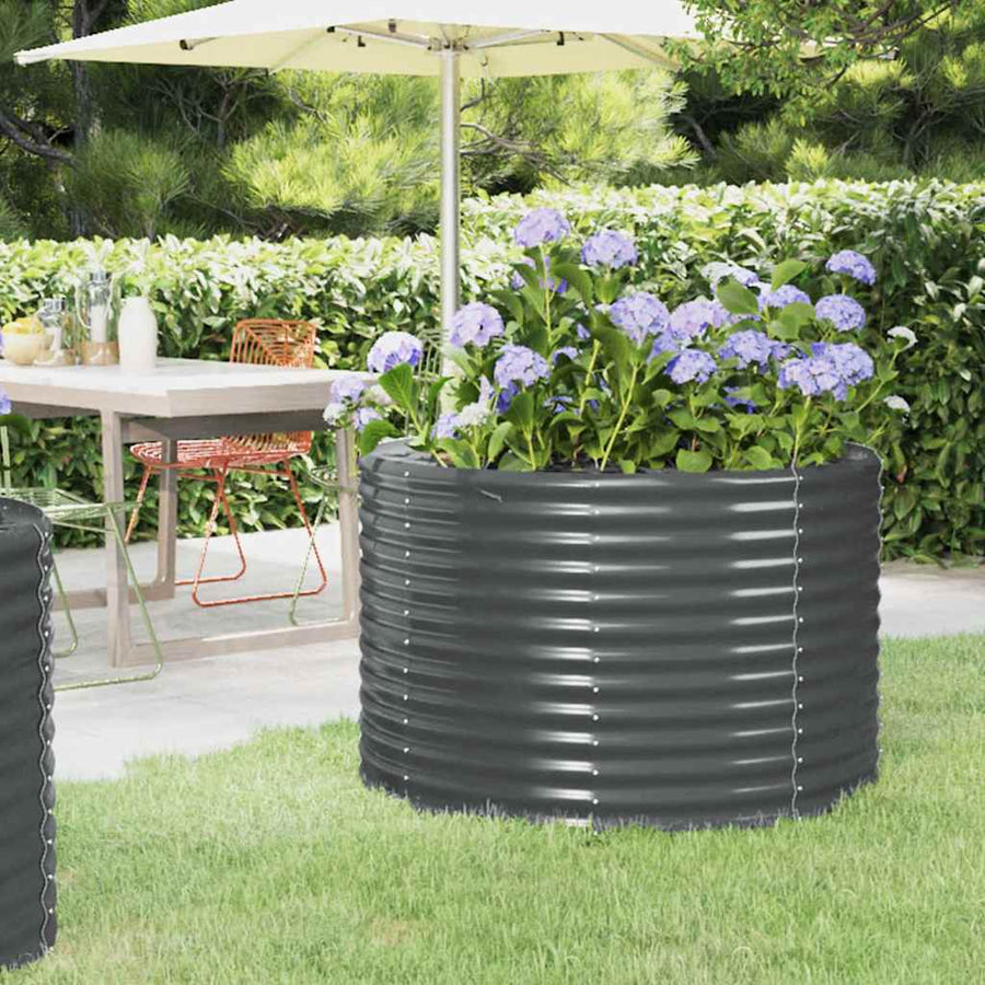 Garden Raised Bed Galvanised Steel 100x100x68 cm Anthracite