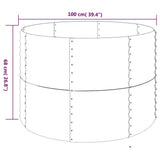Garden Raised Bed Galvanised Steel 100x100x68 cm Silver - 45-Degree Angle