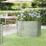 Garden Raised Bed Galvanised Steel 100x100x68 cm Silver