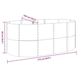 Garden Raised Bed Galvanised Steel 175x100x68 cm Silver - Rear View