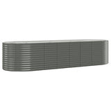 Garden Raised Bed Galvanised Steel 322x100x68 cm Grey - Front View