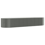 Garden Raised Bed Galvanised Steel 396x100x68 cm Grey - Front View