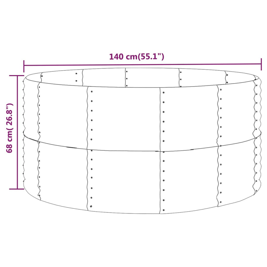 Garden Raised Bed Green 140x140x68 cm Galvanised Steel